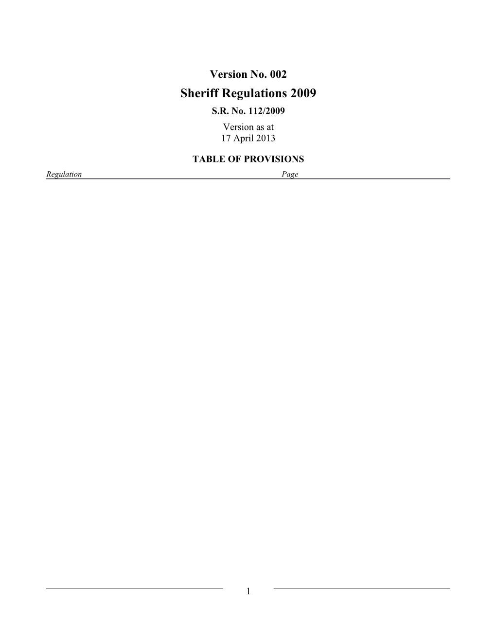 Sheriff Regulations 2009