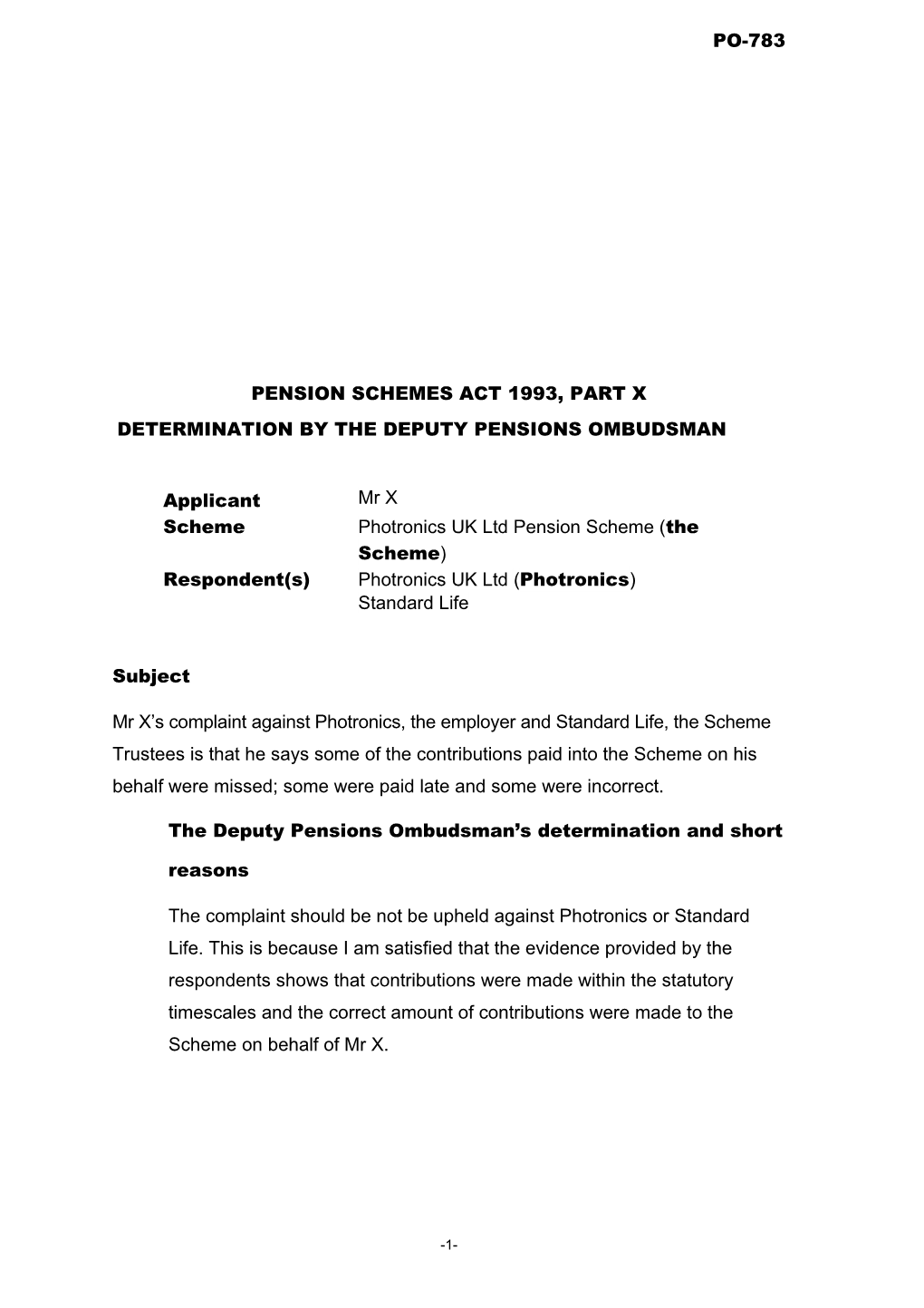 Pension Schemes Act 1993, Part X s95