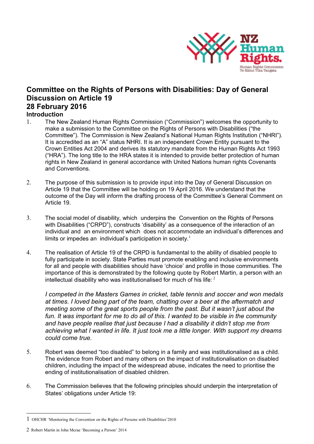 Committee on the Rights of Persons with Disabilities: Day of General Discussion on Article 19 s1