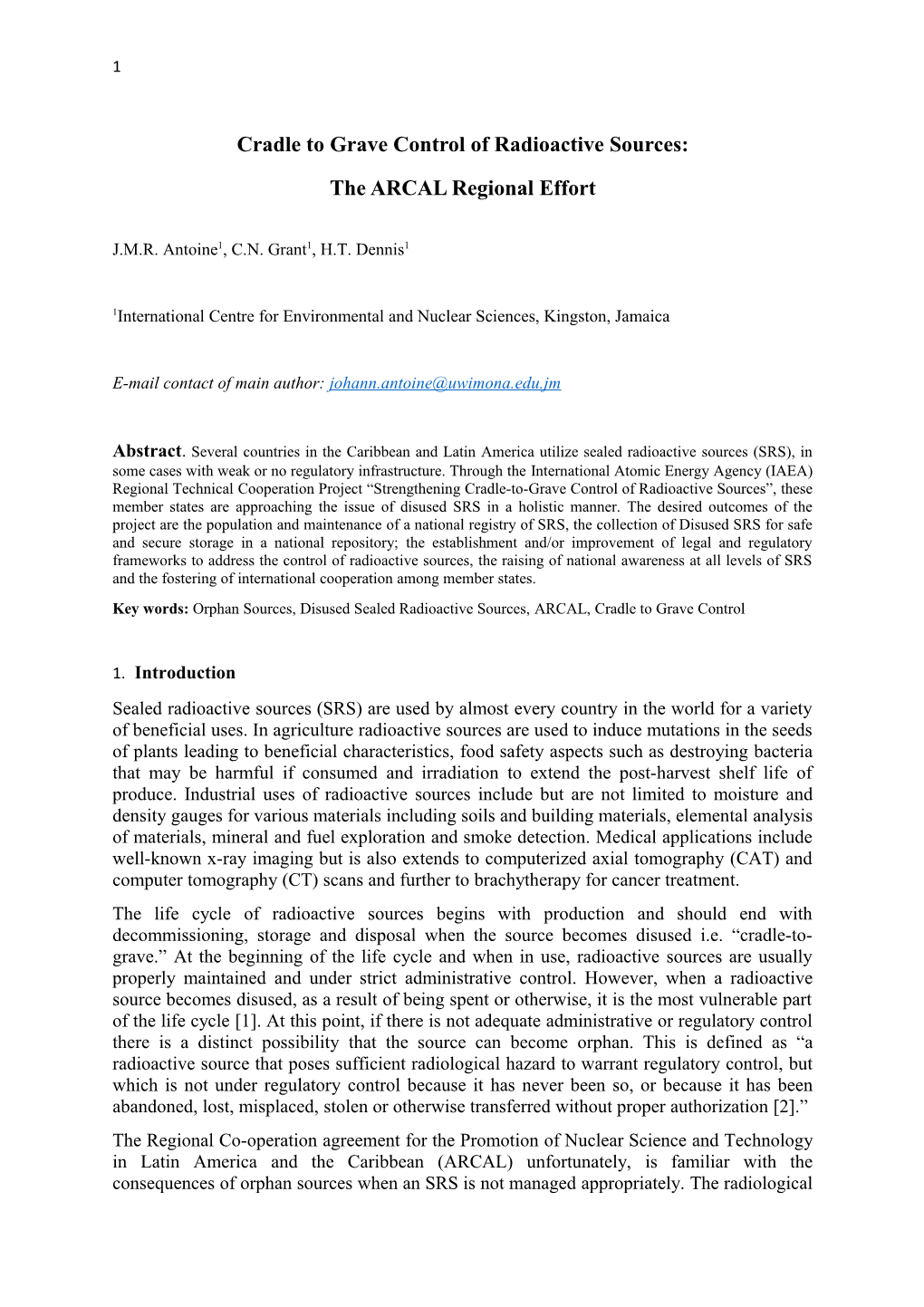 Cradle to Grave Control of Radioactive Sources