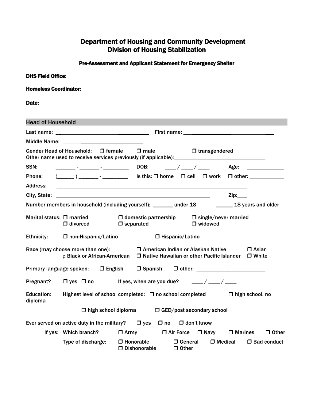 Division of Housing Stabilization