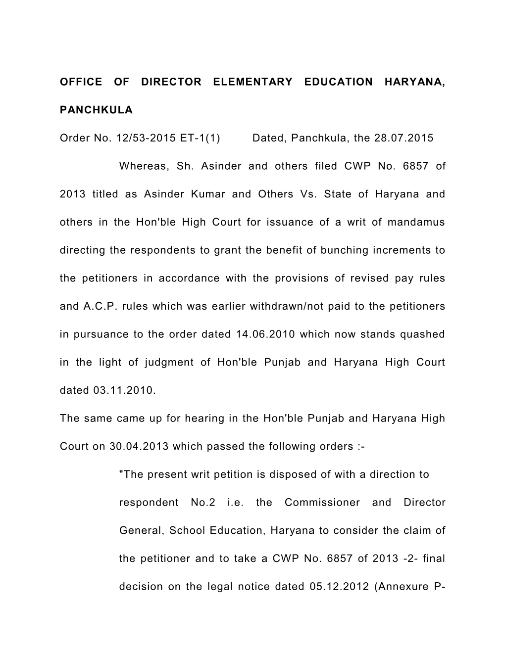 Office of Director Elementary Education Haryana, Panchkula