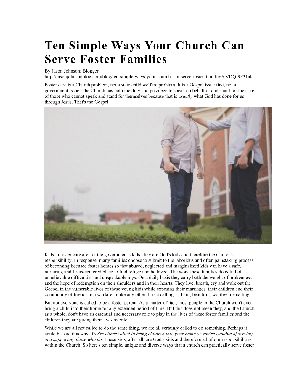 Ten Simple Ways Your Church Can Serve Foster Families