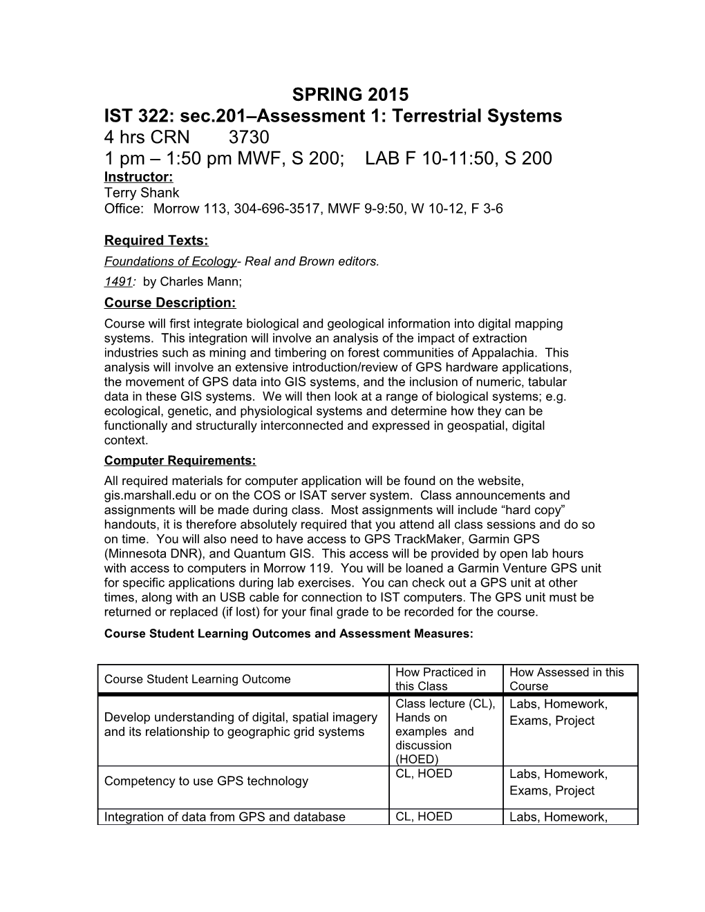 IST 322: Sec.201 Assessment 1: Terrestrial Systems