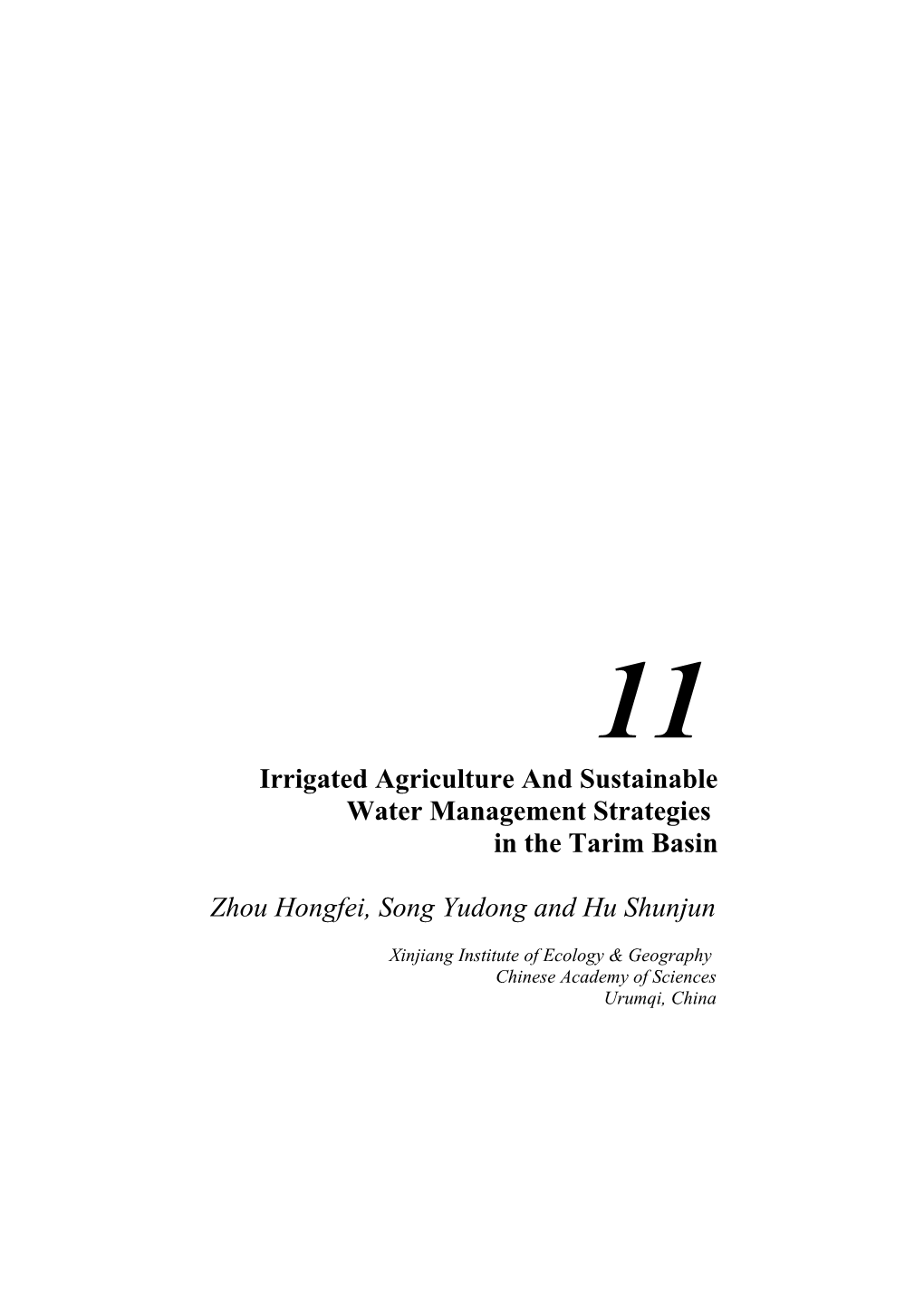 Irrigated Agriculture and Sustainable Water Management Strategies