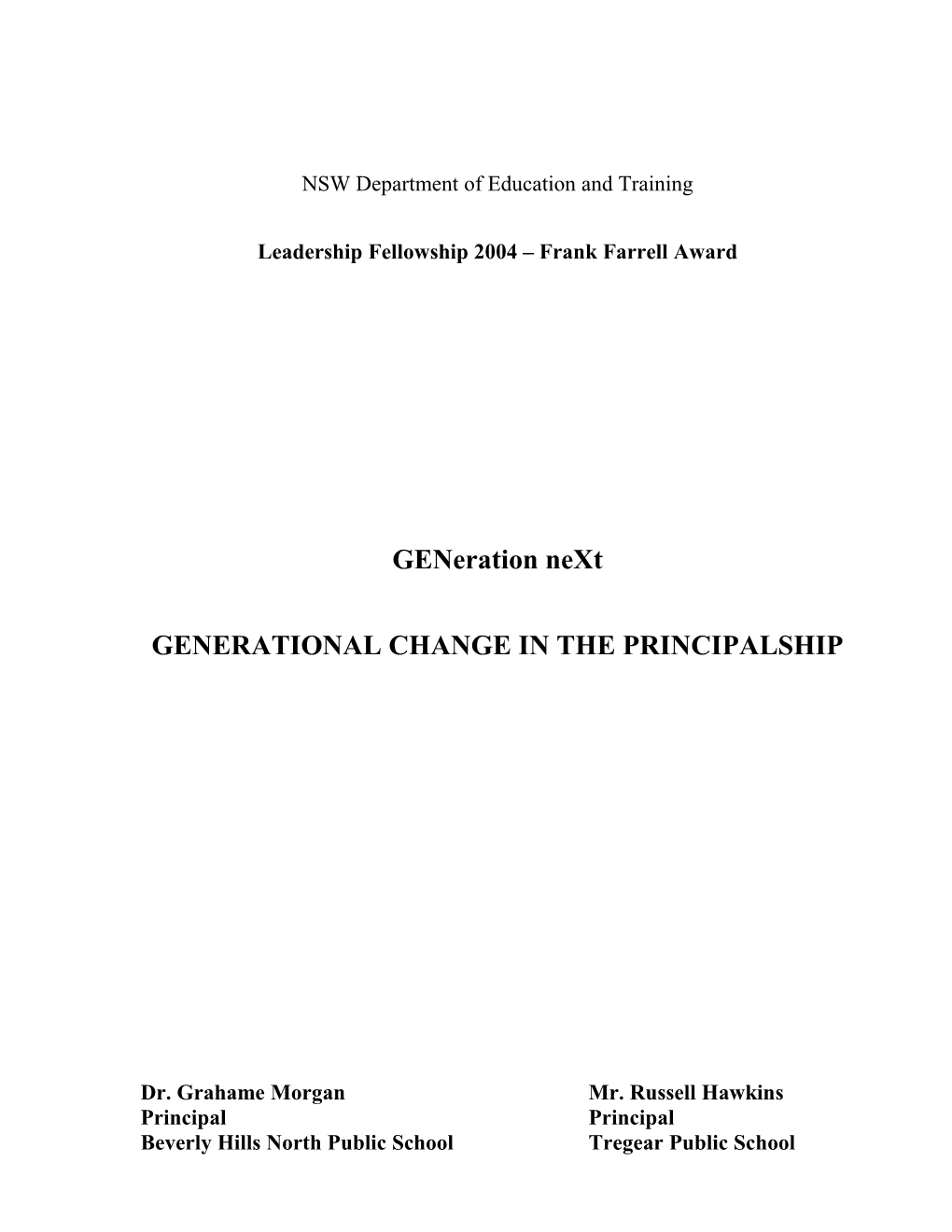 Generational Change In The Principalship