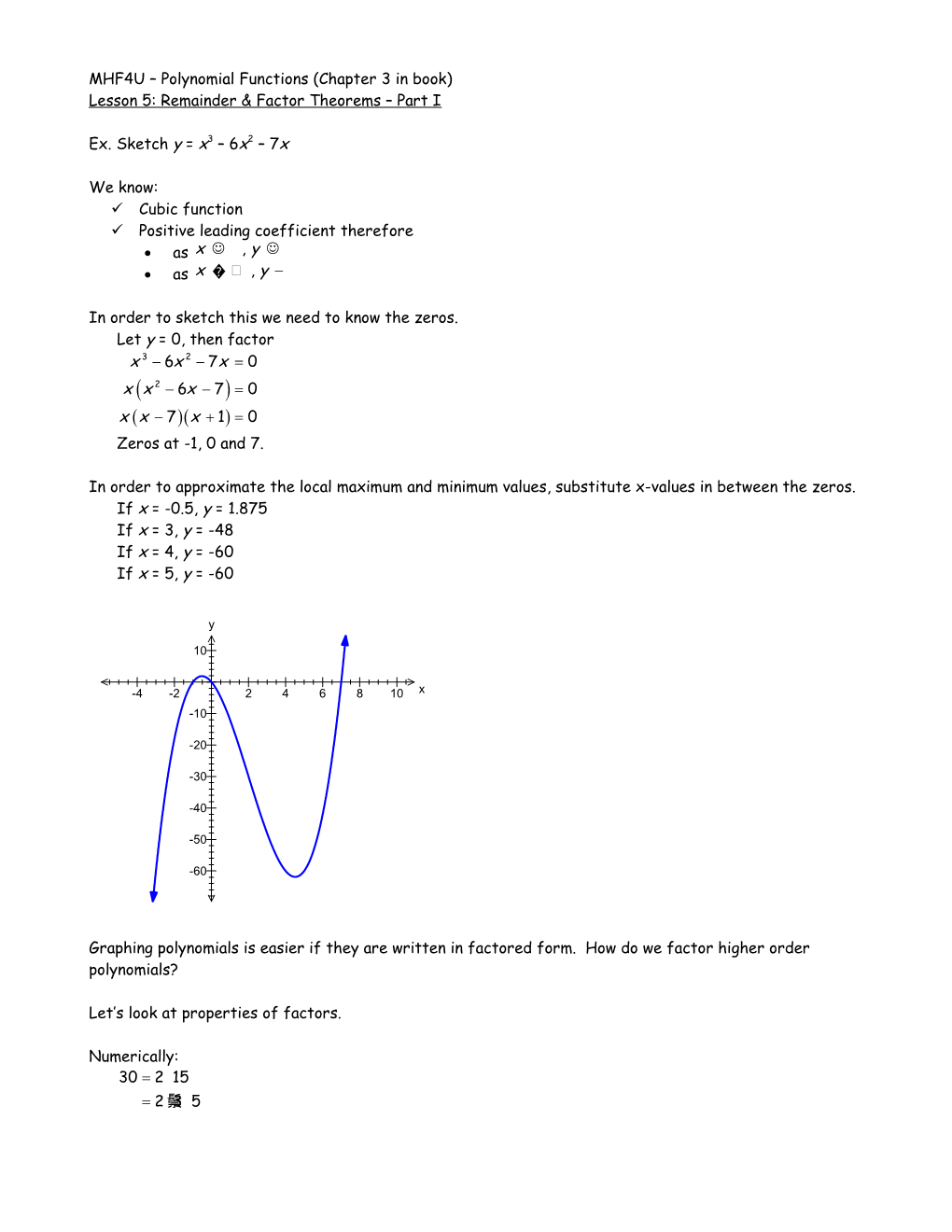 MHF4U Unit 2: Polynomial Functions (Chapter 3 in Book)
