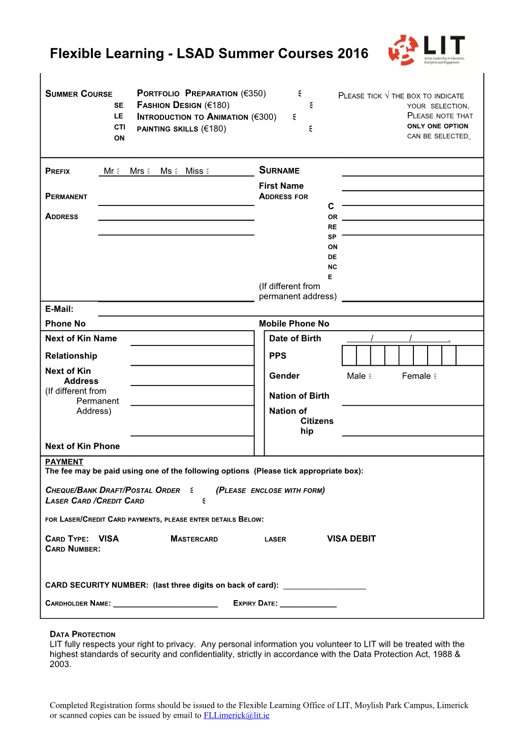 Part-Time Application/Registration Form 2010/11