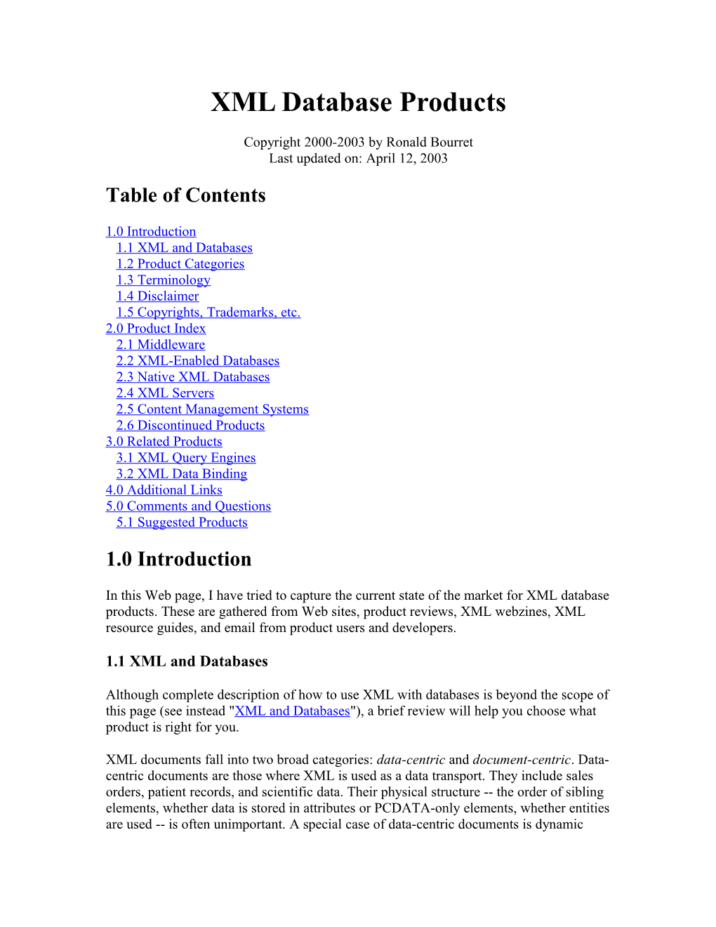 XML Database Products