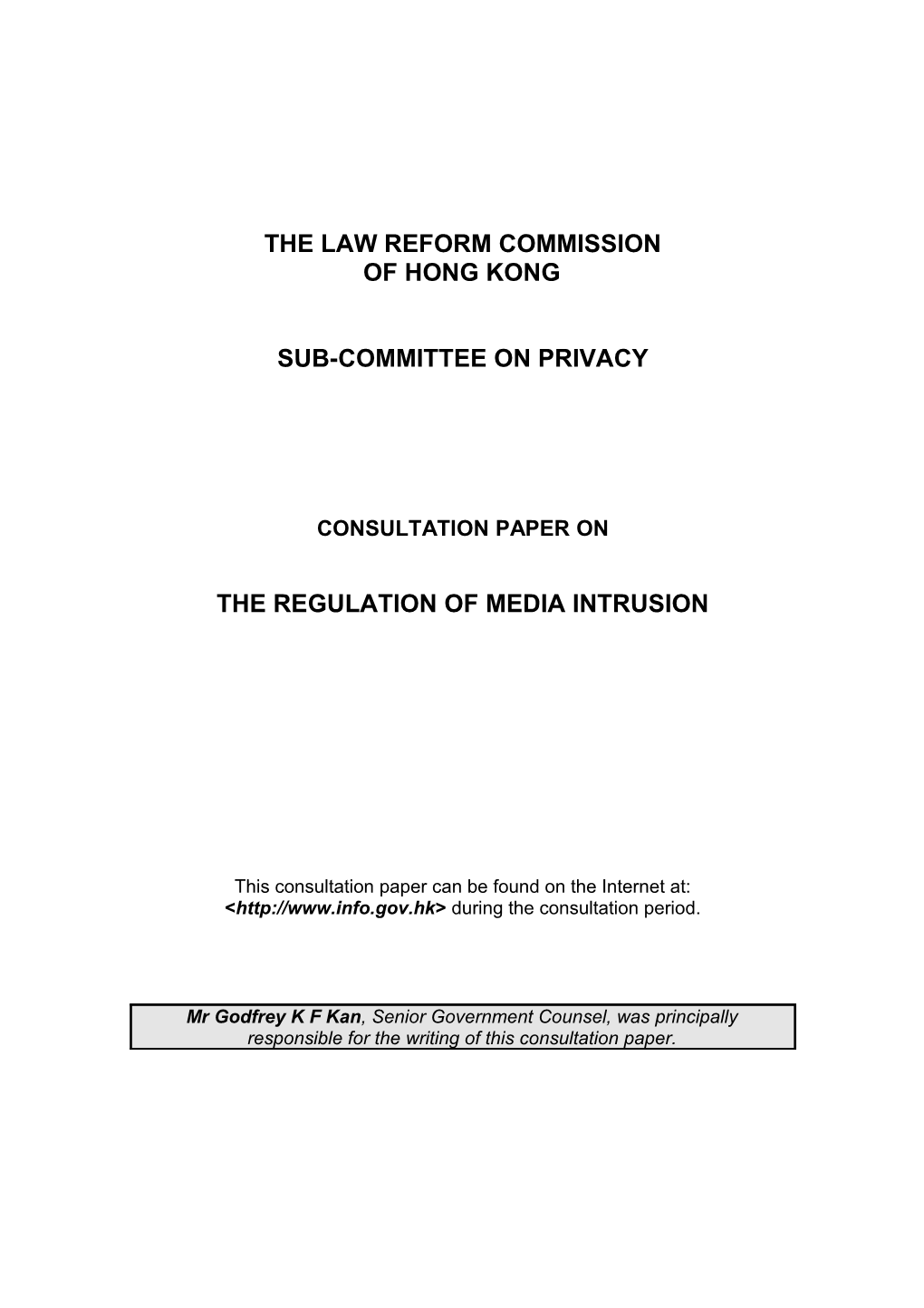 The Regulation of Media Intrusion (Ii)