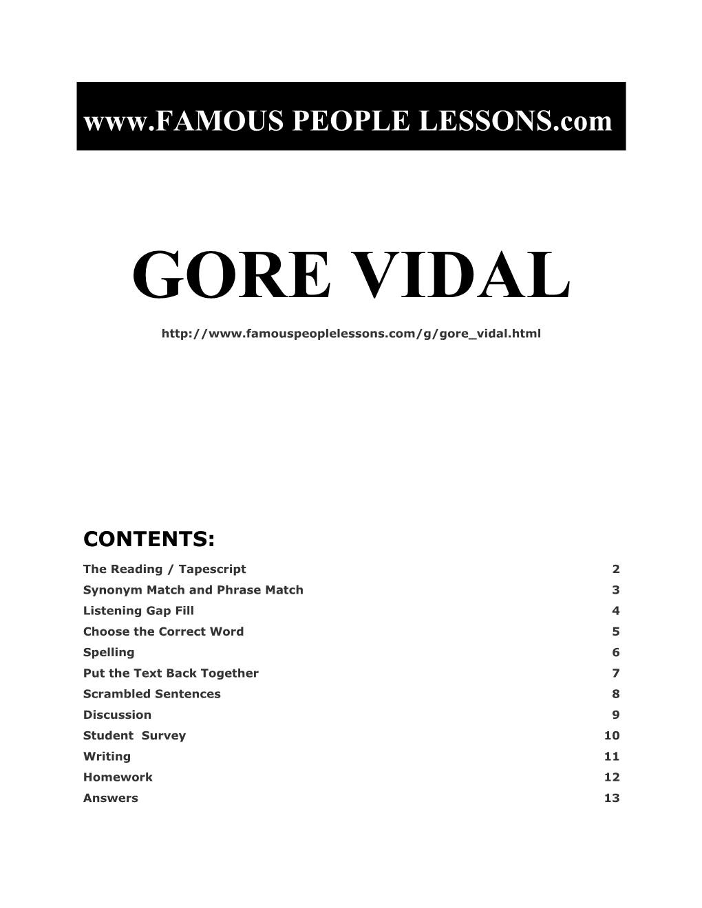 Famous People Lessons - Gore Vidal