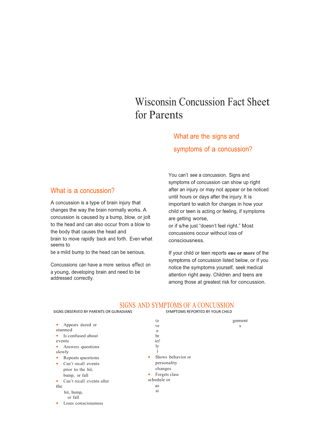 A Fact Sheet for Parents