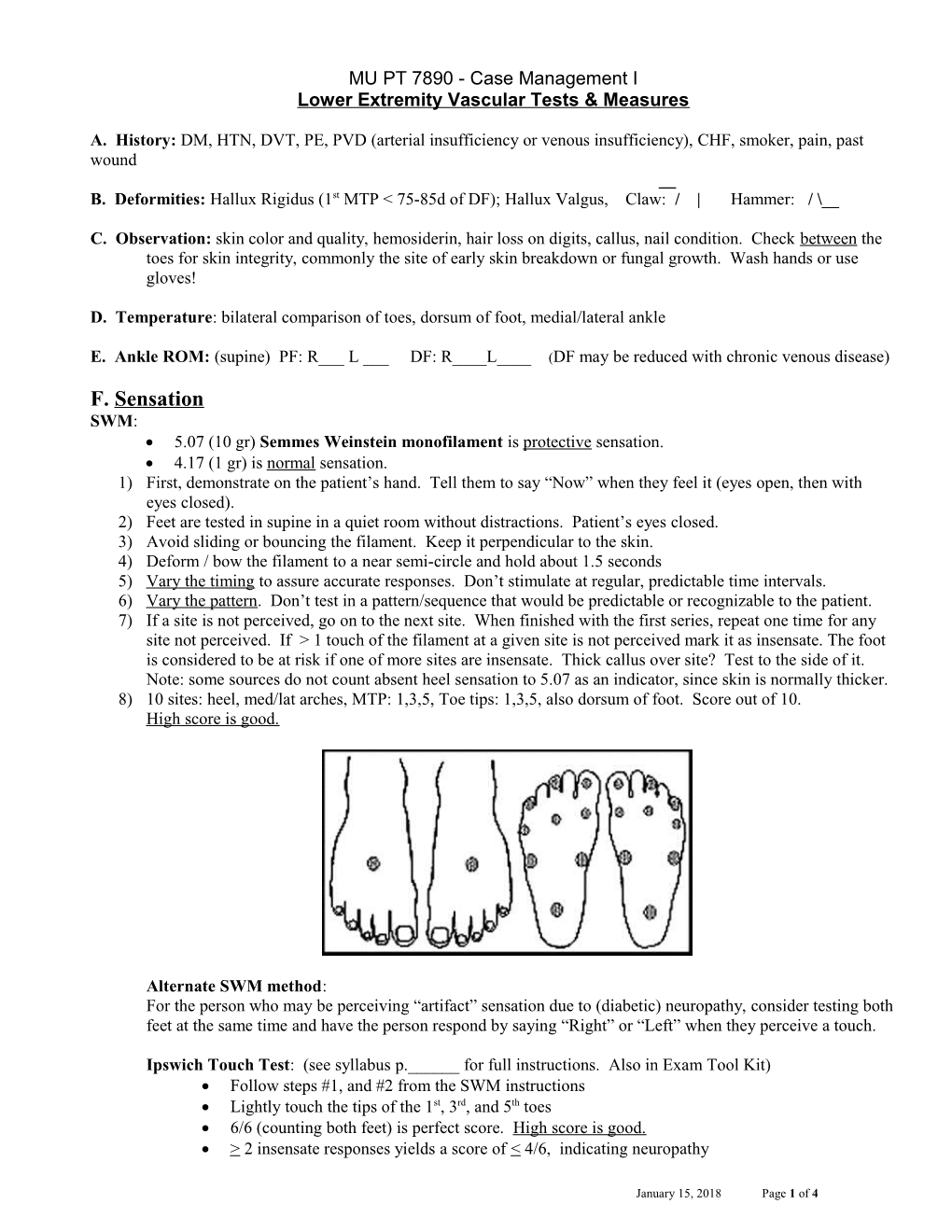 Vascular Lab Worksheet