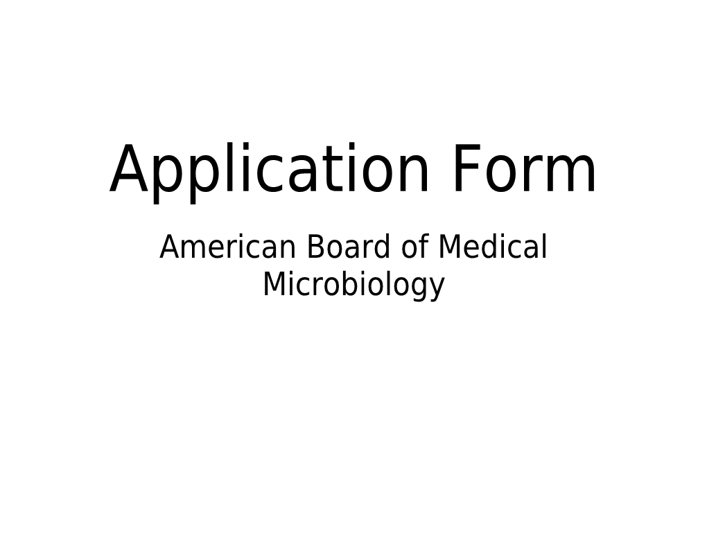 Application Form Instructions