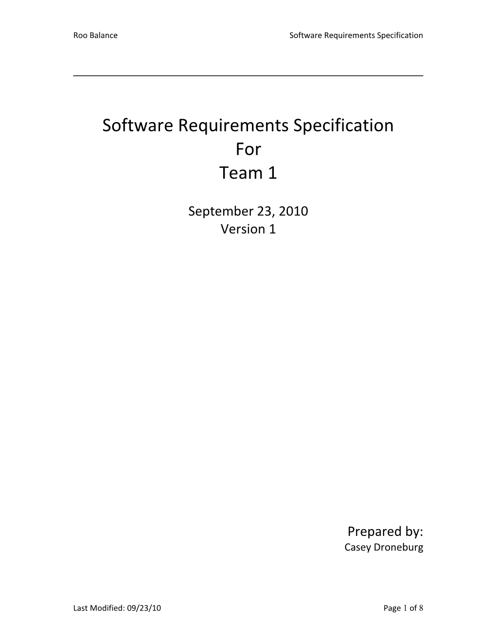 Roo Balance Software Requirements Specification