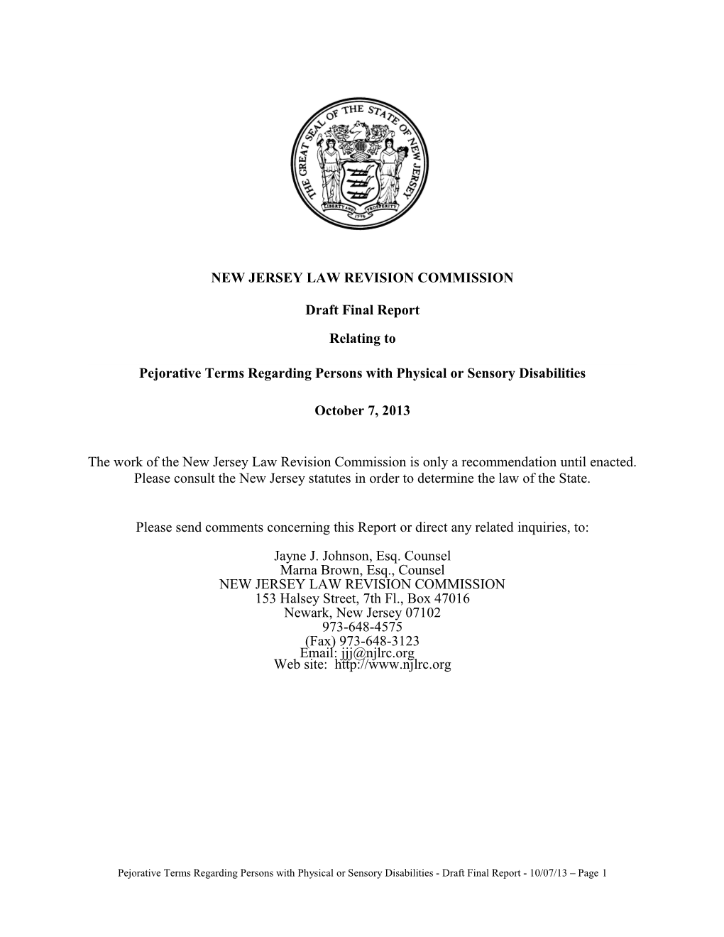 New Jersey Law Revision Commission s1