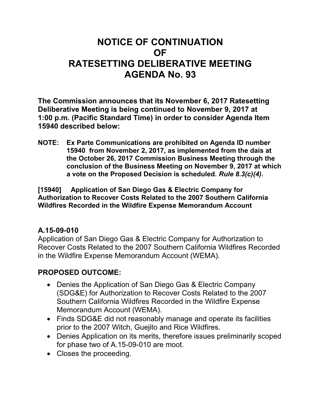 Notice of Continuation Meeting