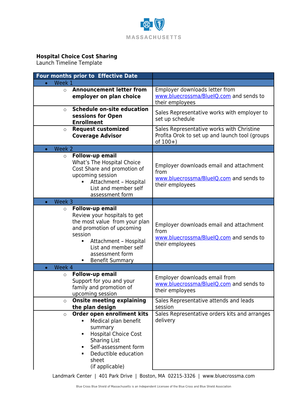 BCBSMA Interoffice Memo