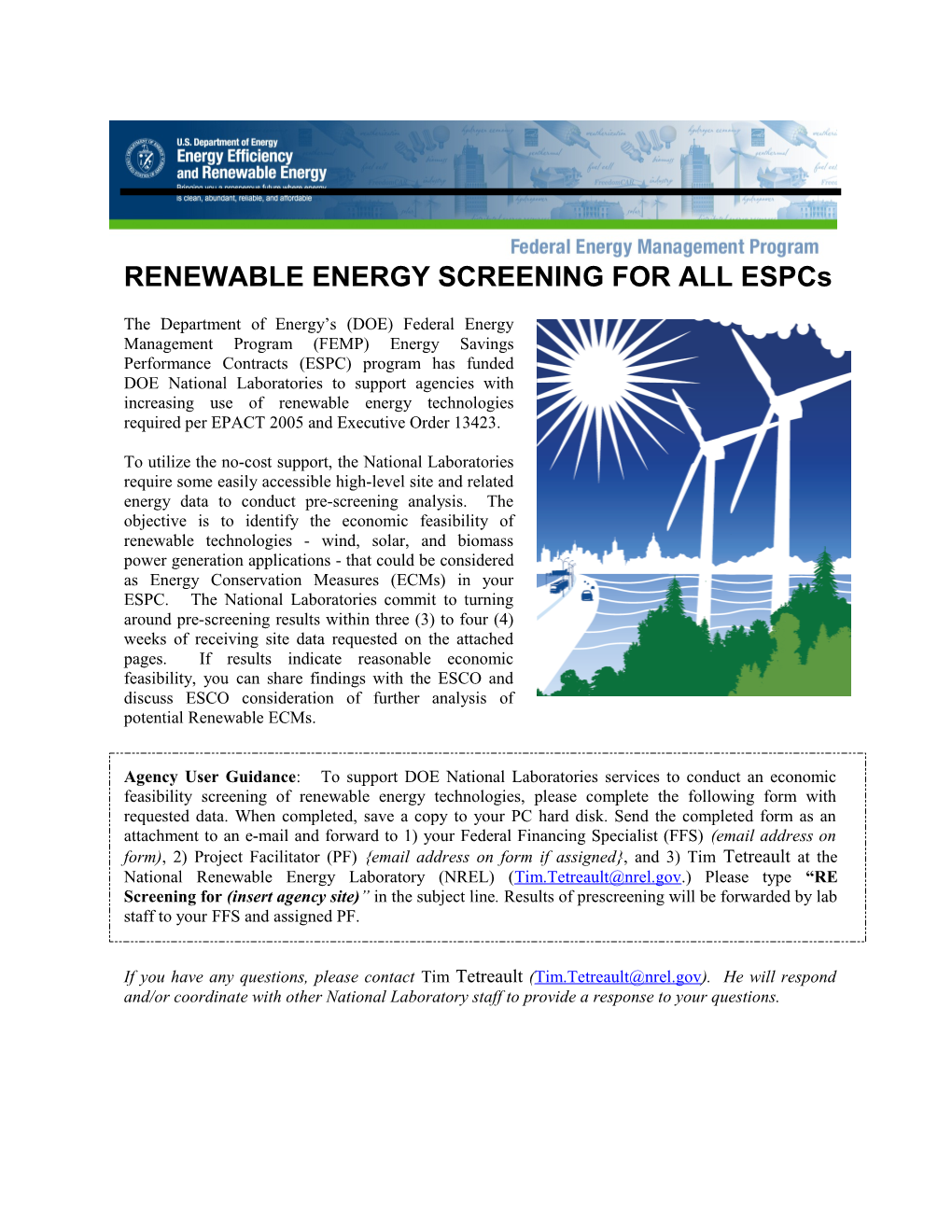 RENEWABLE ENERGY SCREENING for ALL Espcs