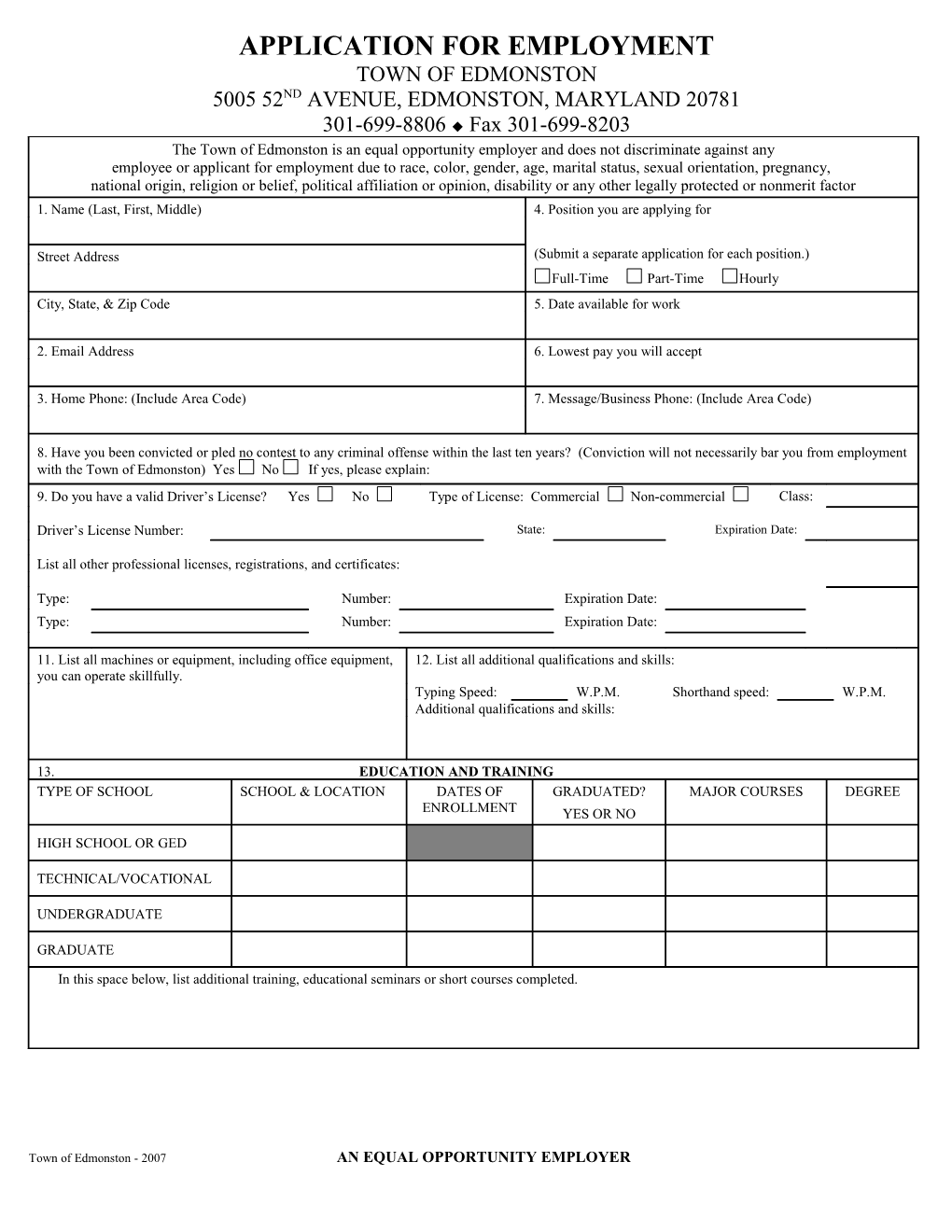 Application for Employment s182