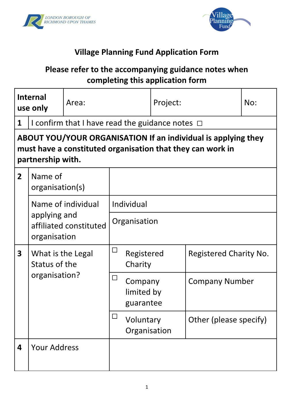 Village Planning Fund Application Form