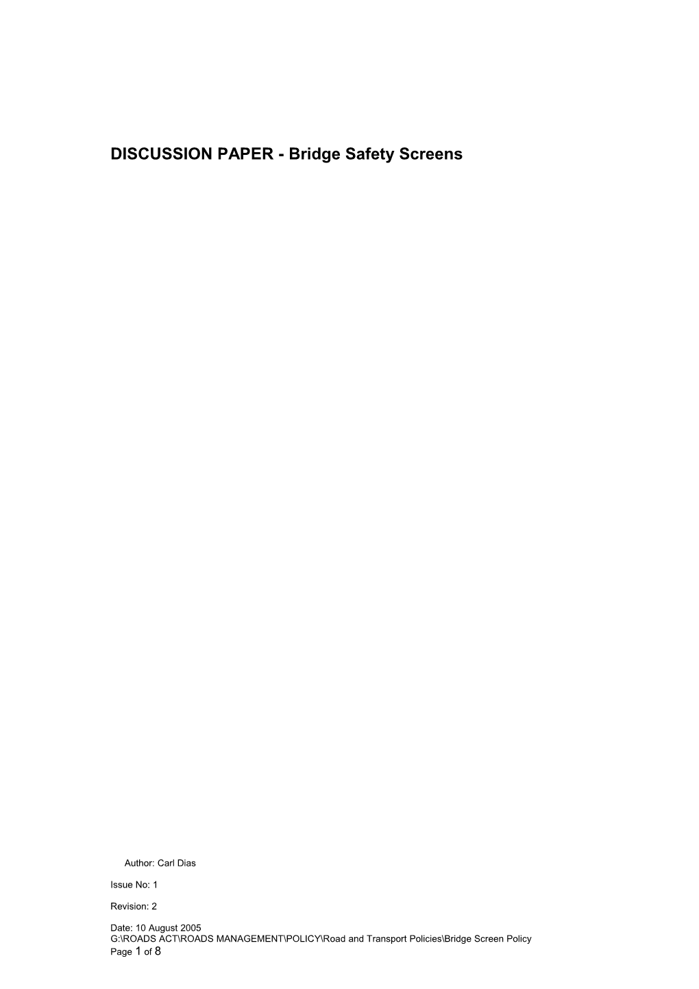 DISCUSSION PAPER - Bridge Safety Screens