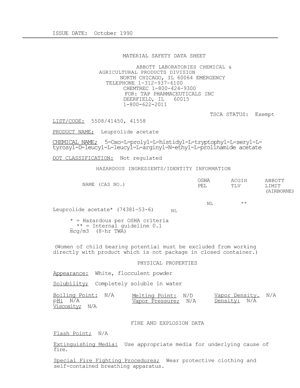 Material Safety Data Sheet s94