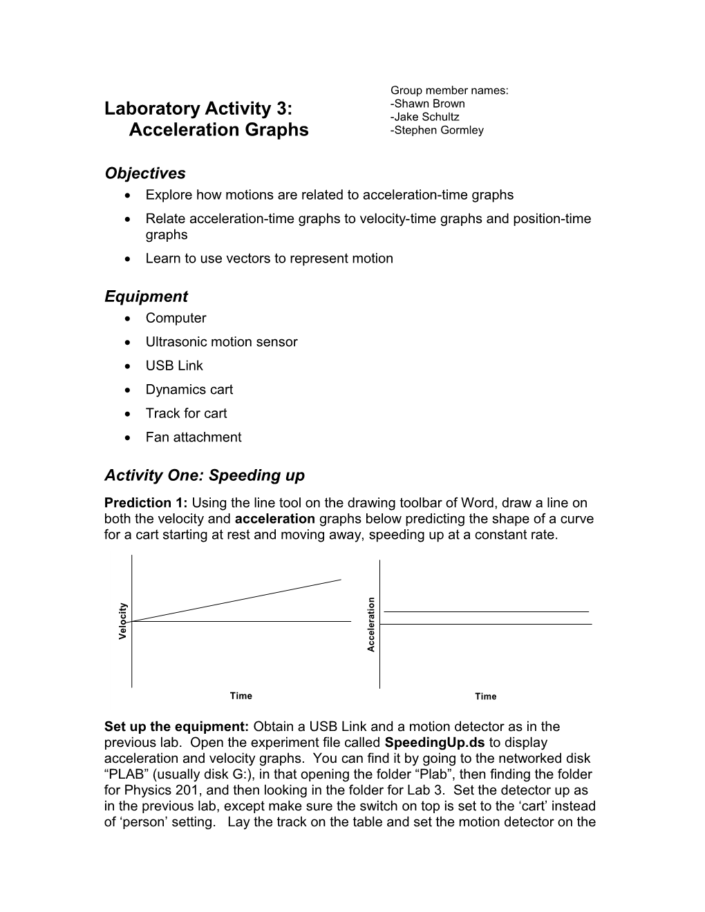 Laboratory Activity 1: Position Graphs s2