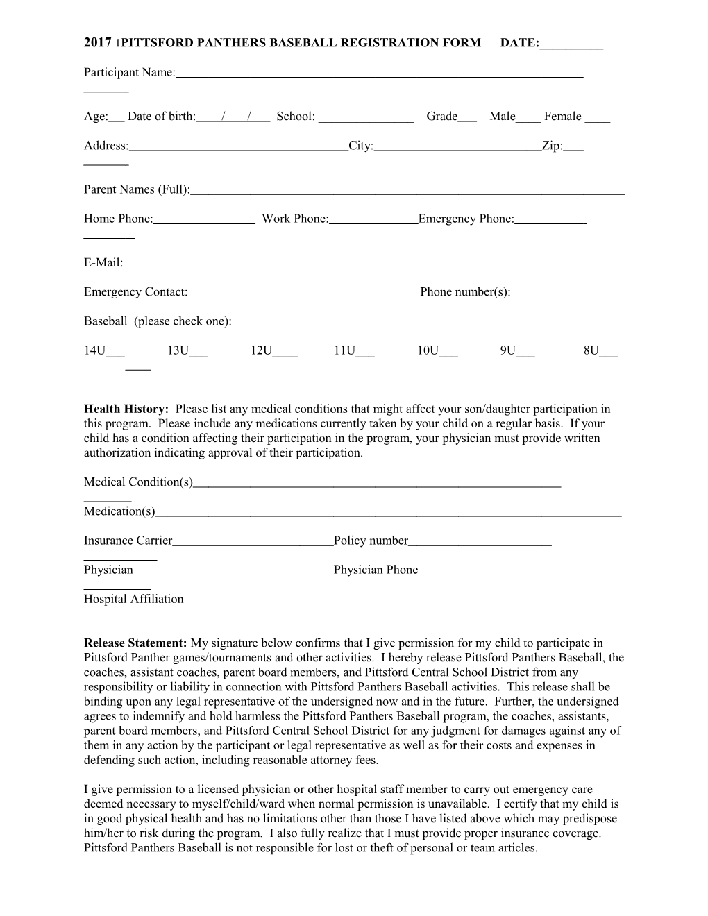 Cyo Basketball Registration Form