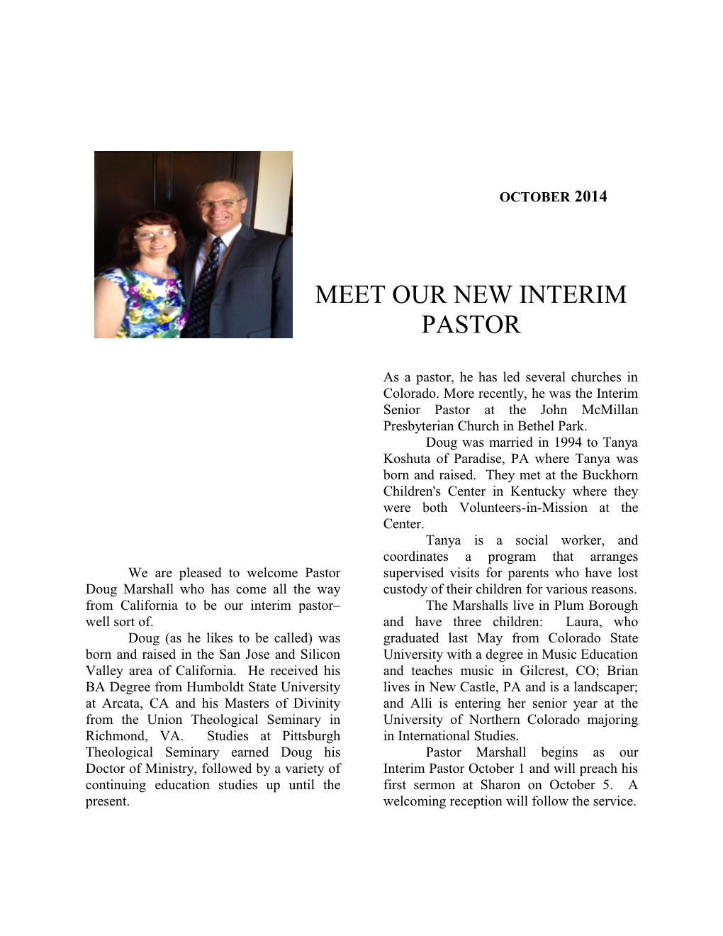 Meet Our New Interim Pastor