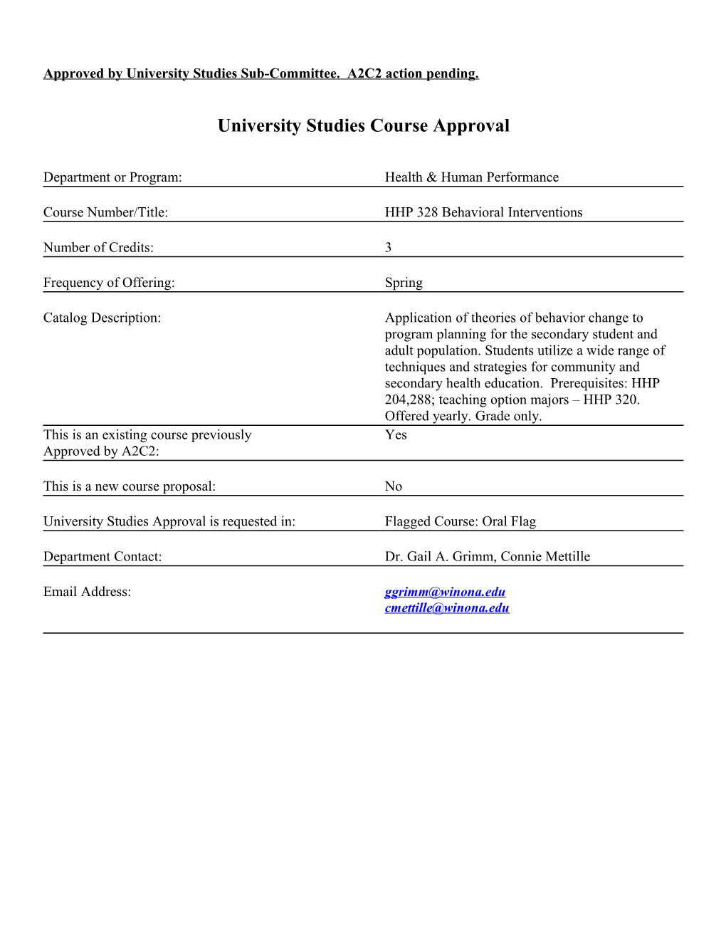 University Studies Course Approval s1