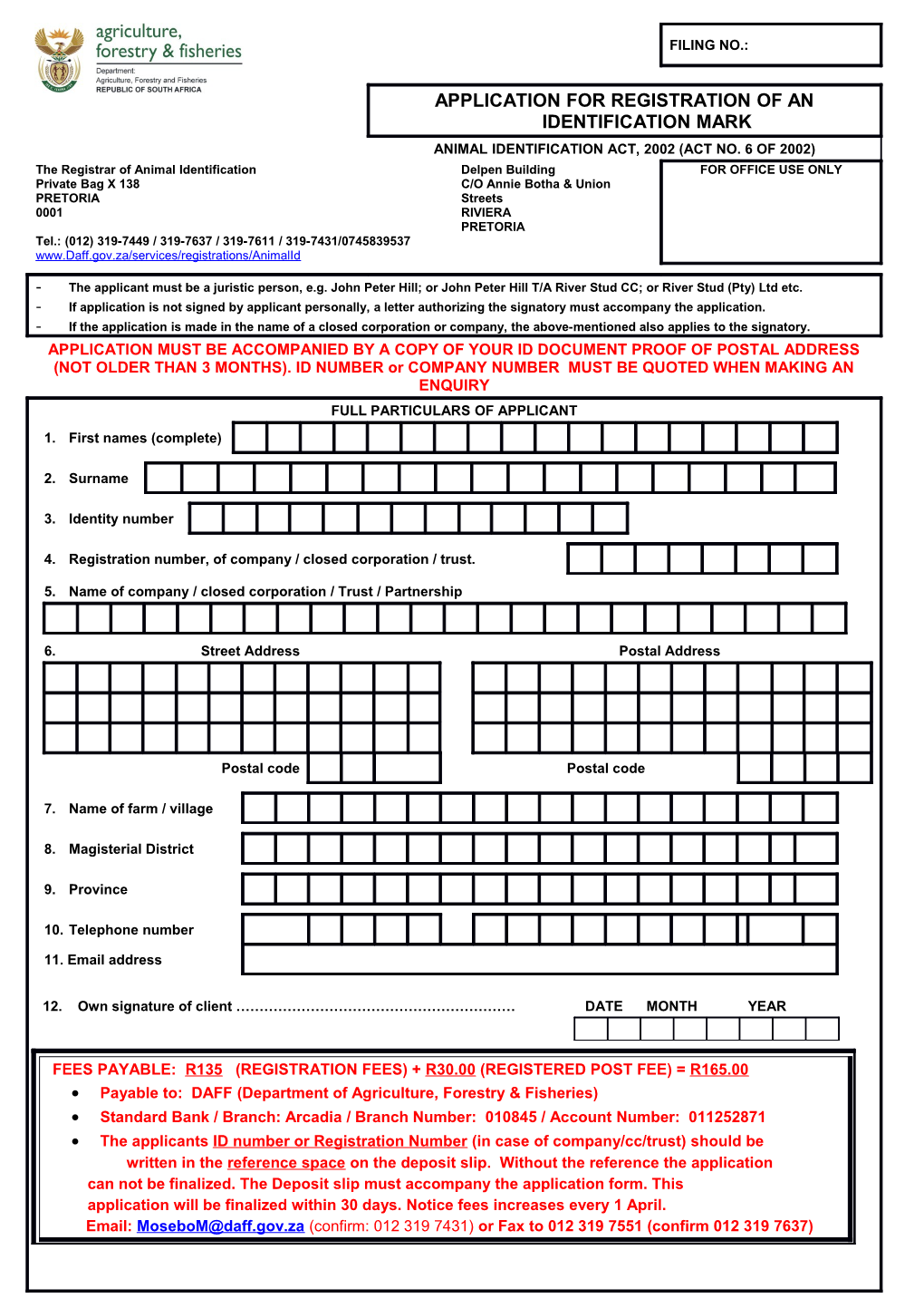 Application for Registration of an Identification Mark