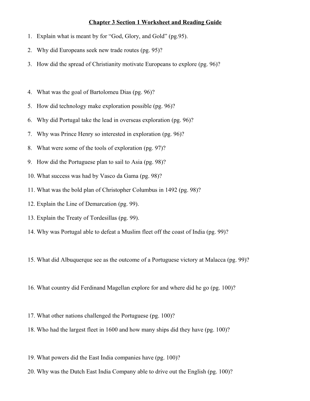 Chapter 3 Section 1 Worksheet and Reading Guide