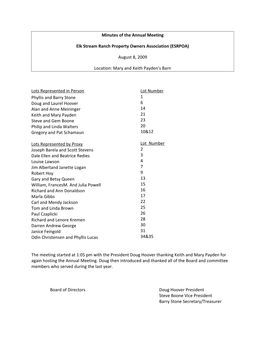 Elk Stream Ranch Property Owners Association (ESRPOA)