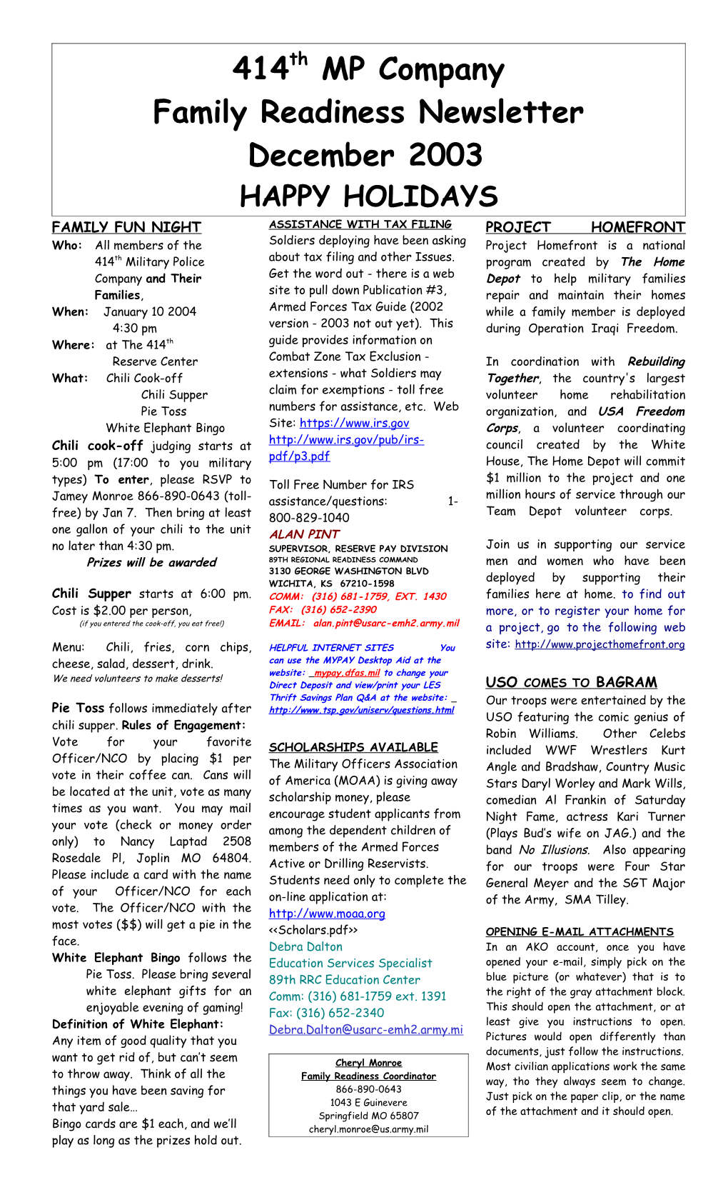 Family Readiness Newsletter