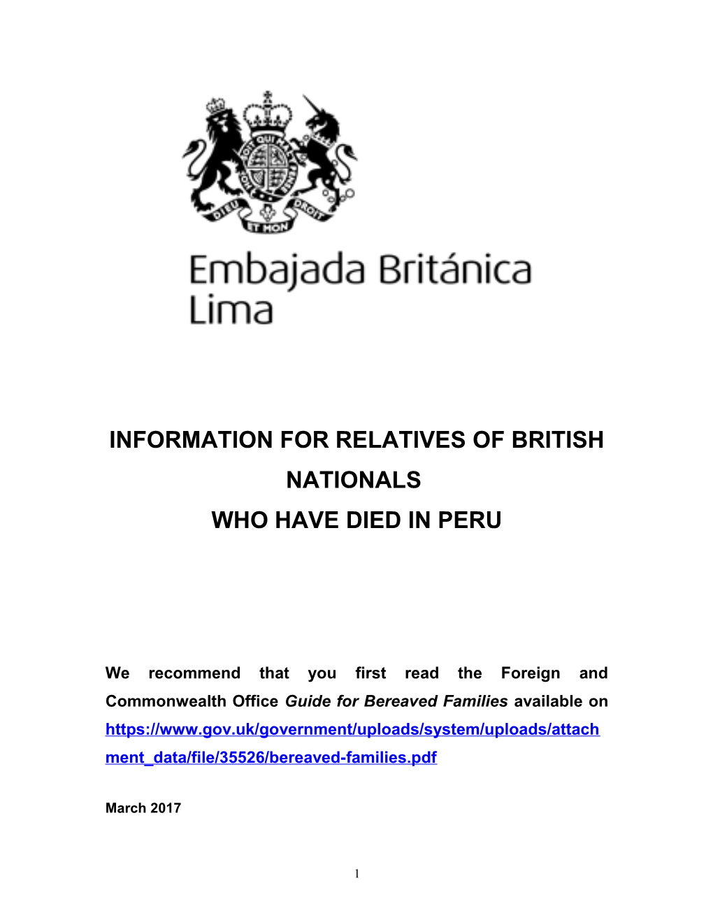Information for Relatives of British Nationals