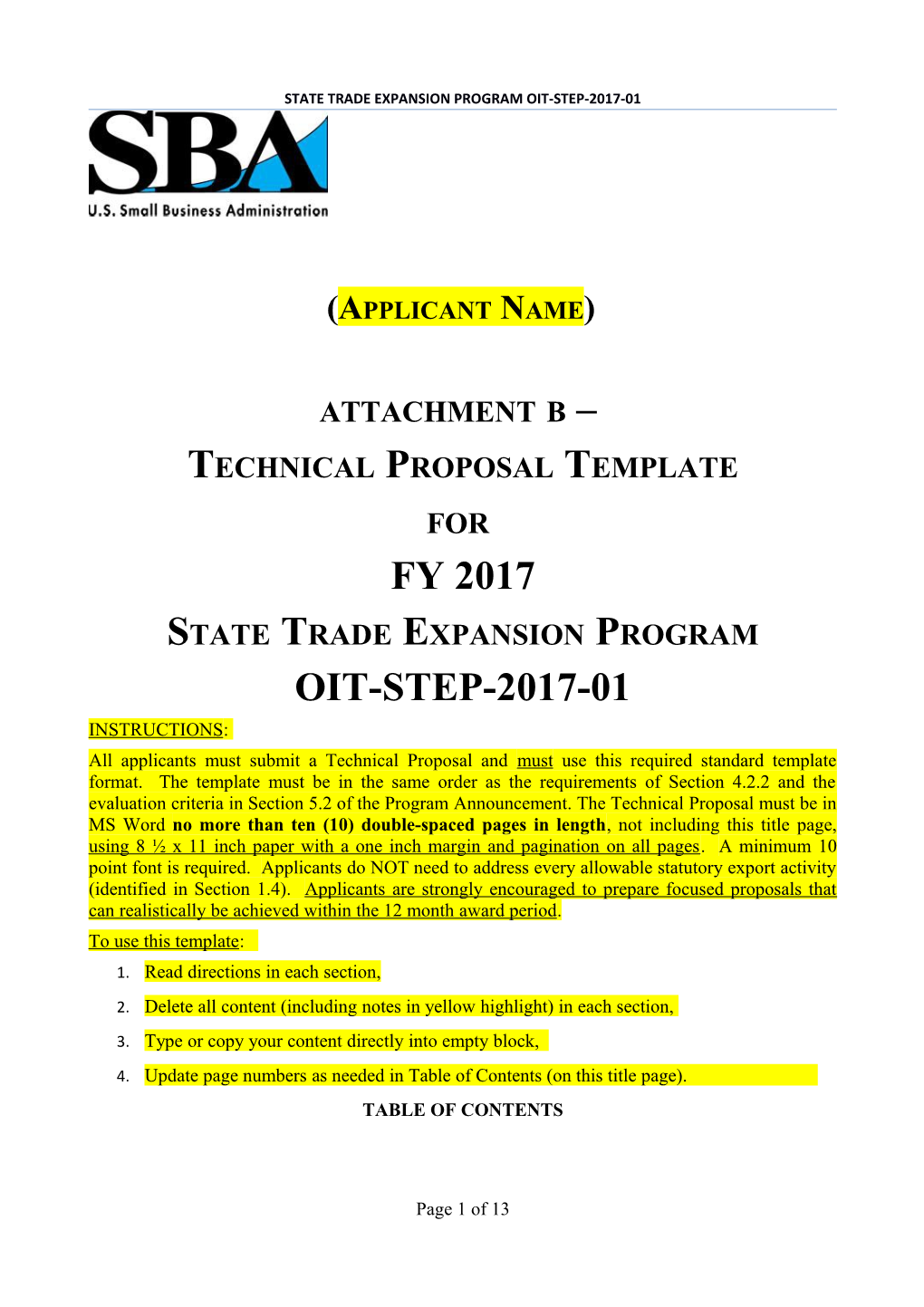 State Trade Expansion Program Oit-Step-2017-01
