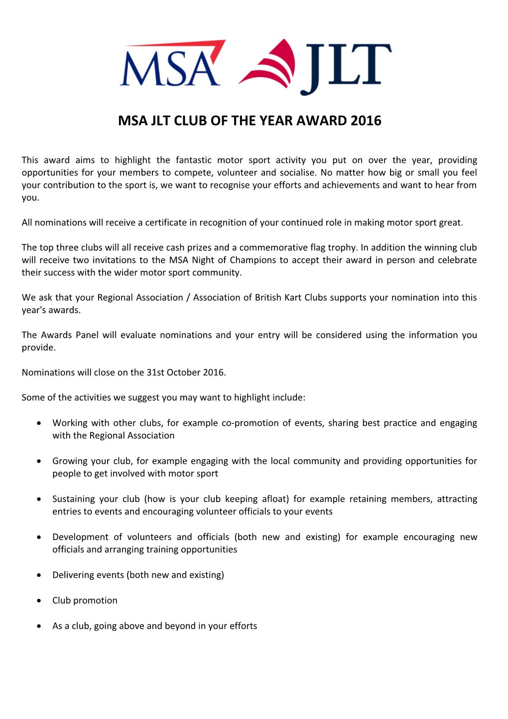Msa Jlt Club of the Year Award 2016