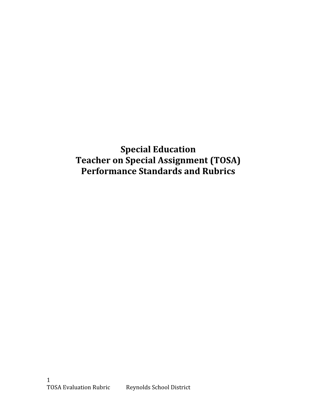 Teacher on Special Assignment (TOSA)