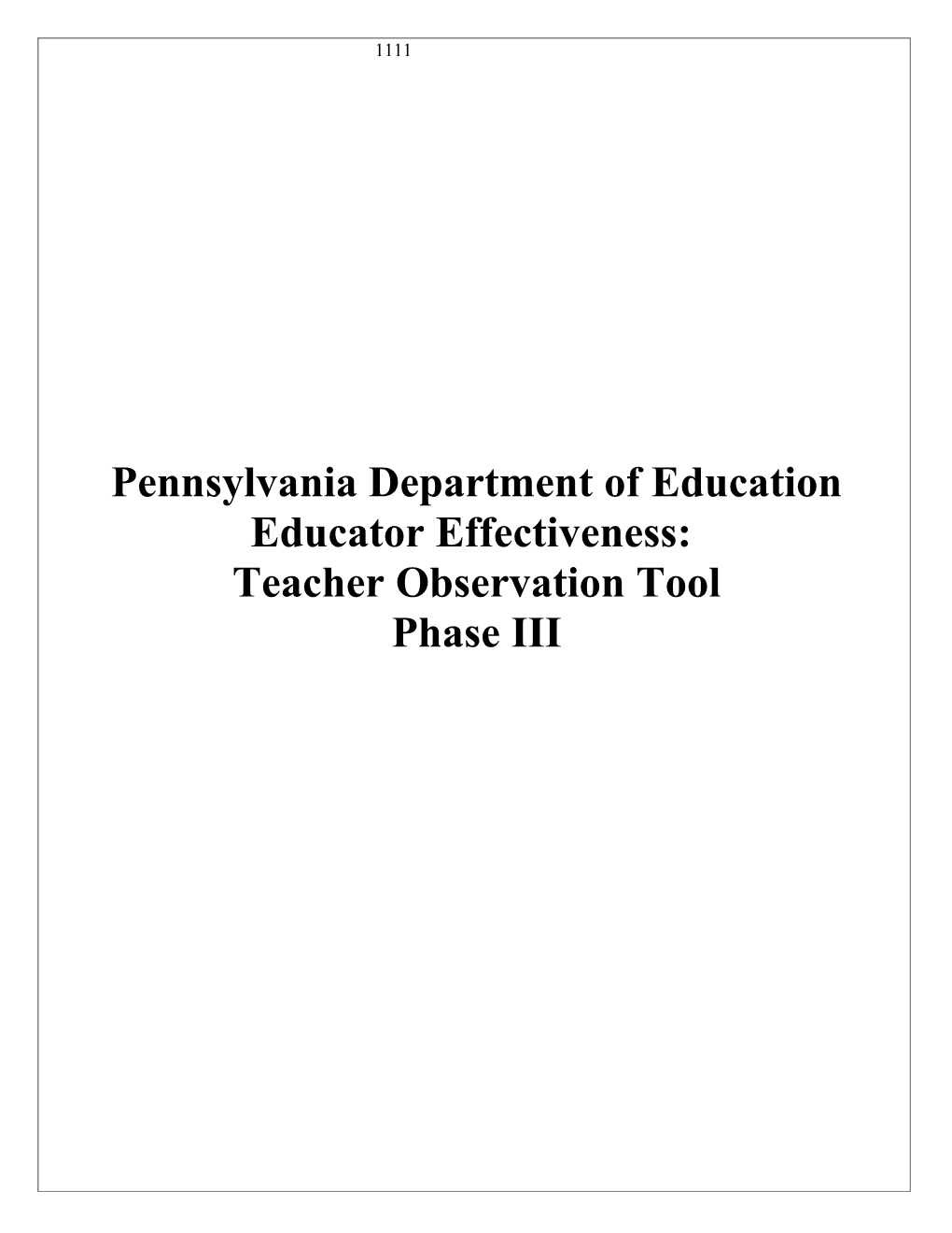 Teacher Observation Tool, Phase III 32