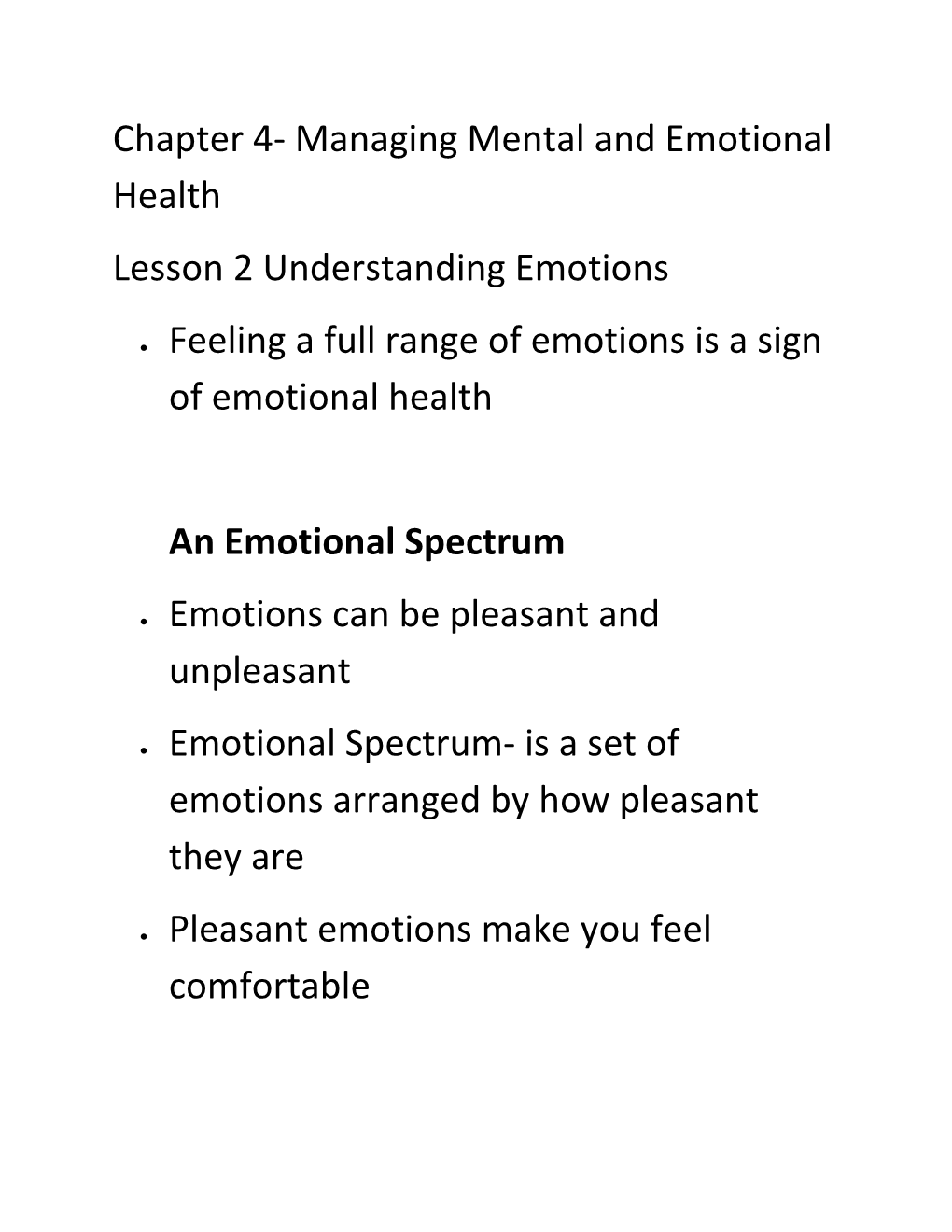 Chapter 4- Managing Mental and Emotional Health
