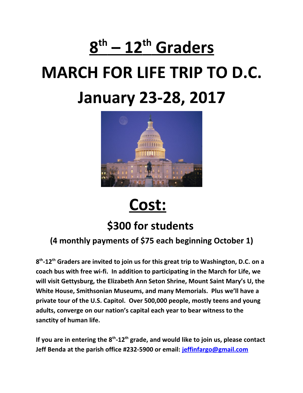March for Life Trip to D.C