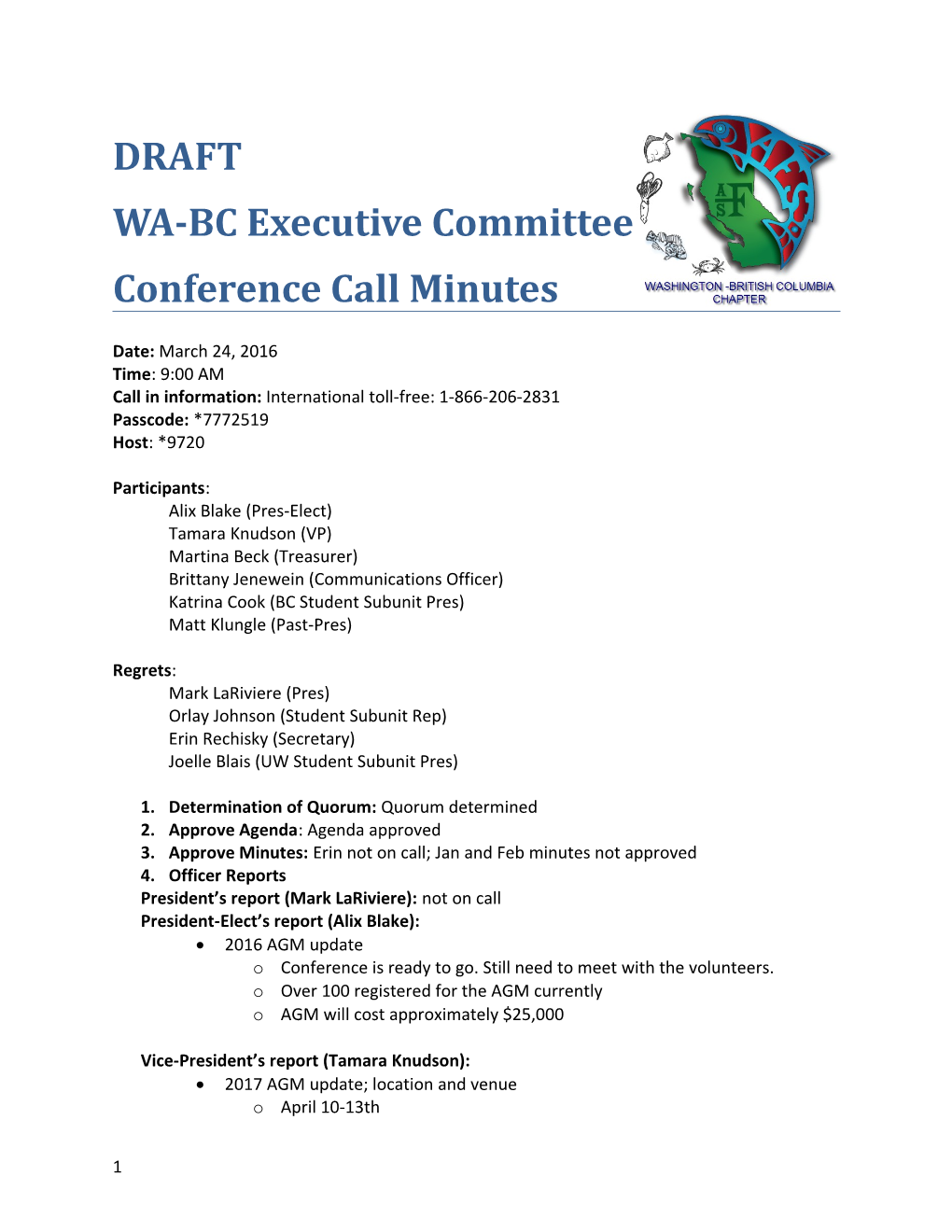 WA-BC Executive Committee