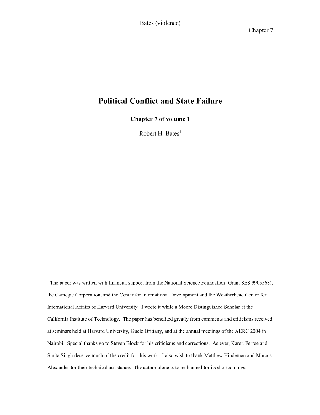 Political Conflict and State Failure