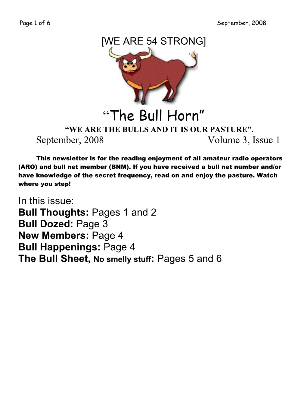 Bull Thoughts: Pages 1 and 2