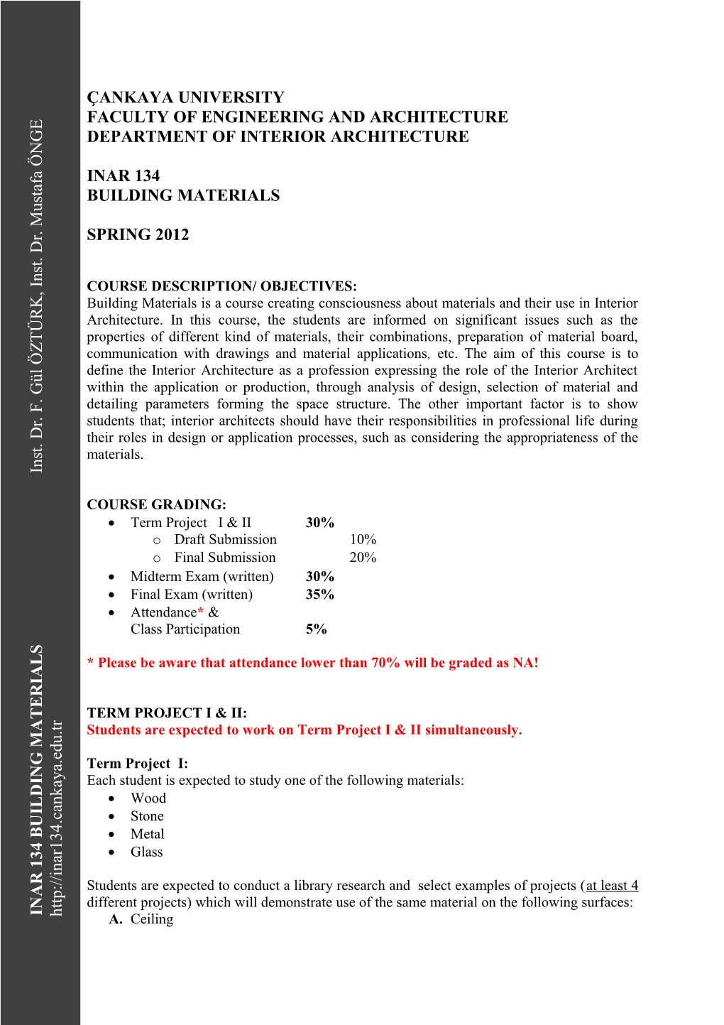 INAR 314 Construction Management (3-0-3)