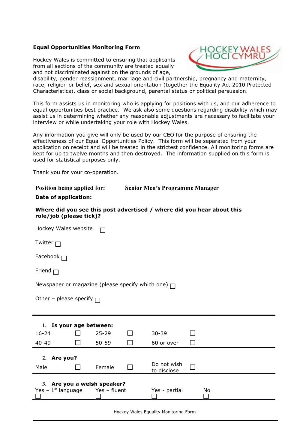 2013-14 Equality Monitoring Form