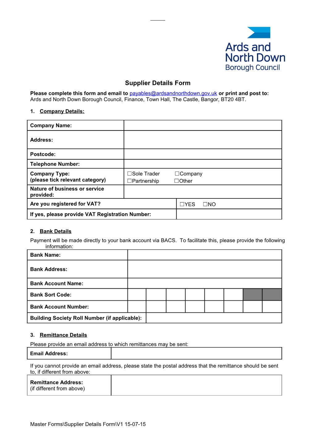 Please Complete This Form and Email to Or Print and Post To