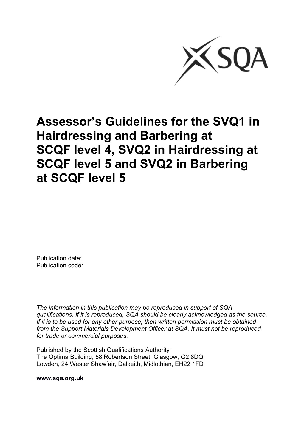 SVQ Assessor Guidance Template