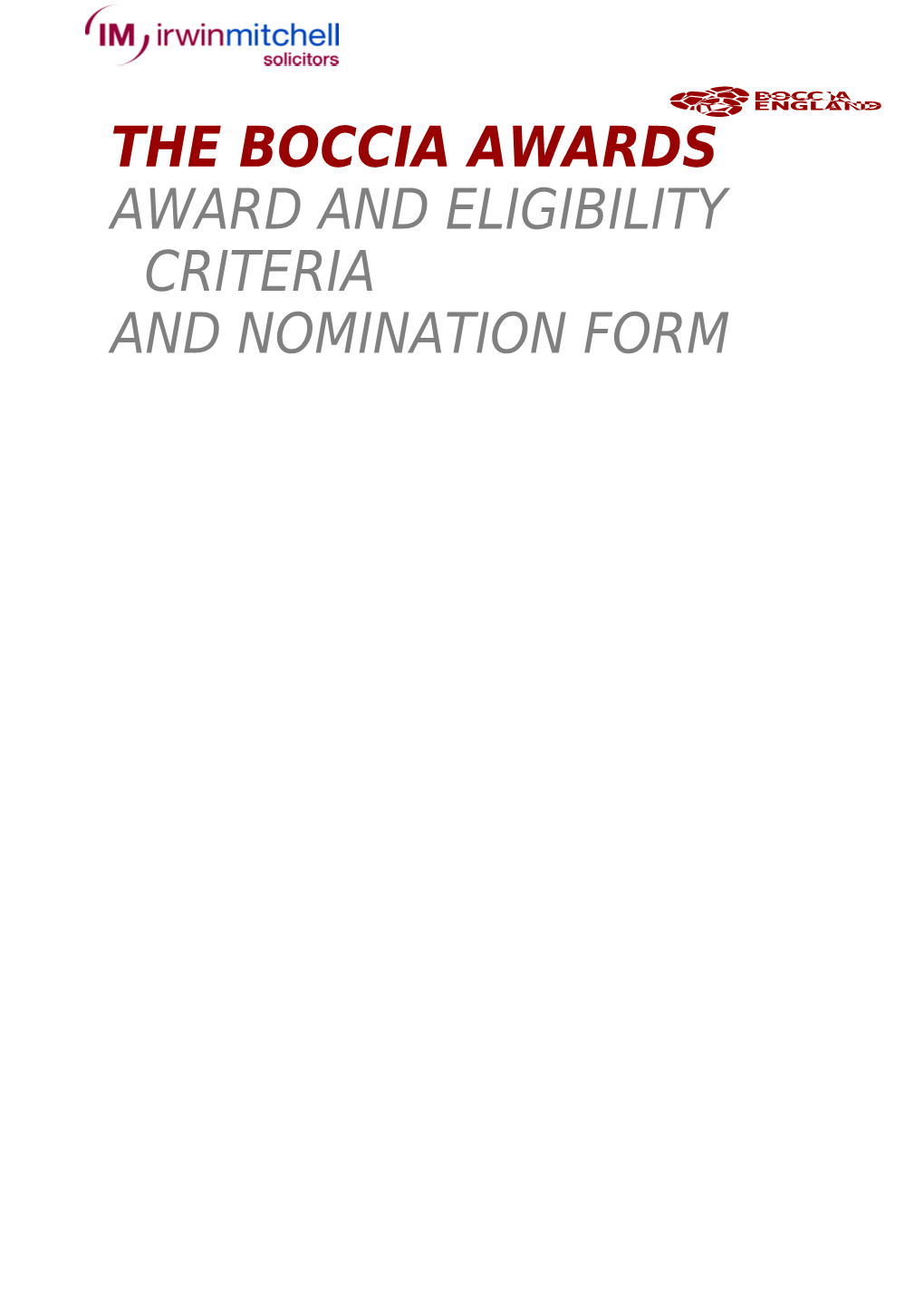 Award and ELIGIBILITY Criteria